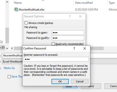 Cách đặt mật khẩu cho file excel chi tiết