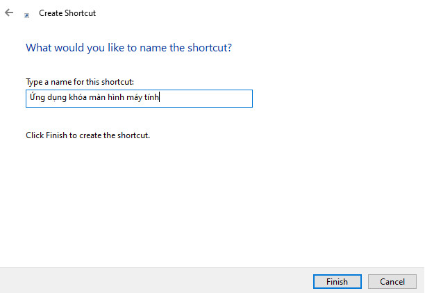 Đặt tên cho shortcut cần tạo mới