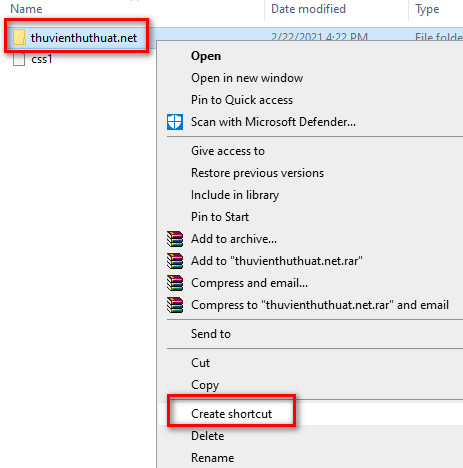 Cách tạo shortcut cho thư mục, file 