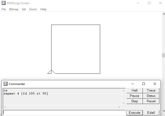 Lệnh vẽ hình vuông phần mềm mswlogo