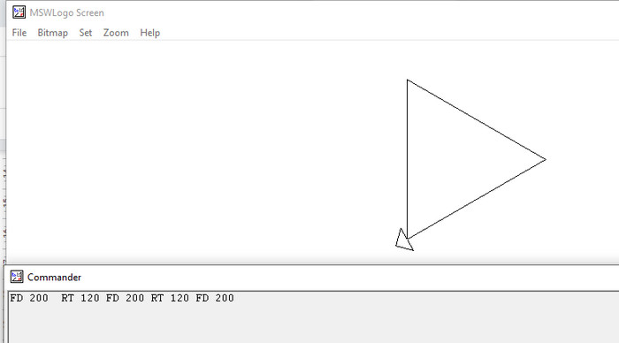 Câu lệnh vẽ hình tam giác trên phần mềm MSWLogo