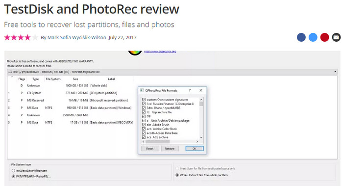 Phần mềm TestDisk và PhotoRec
