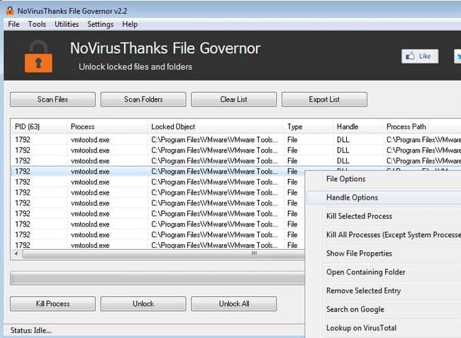 Phần mềm gỡ file cứng đầu NoVirusThanks File Governor
