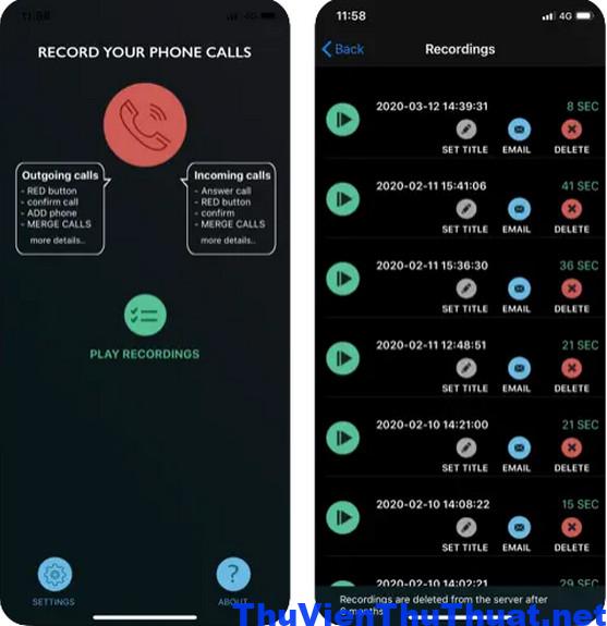 App ghi âm cuộc gọi điện thoại iphone