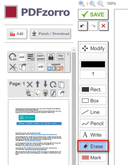 Cách xóa chữ vô pdf trực tuyến