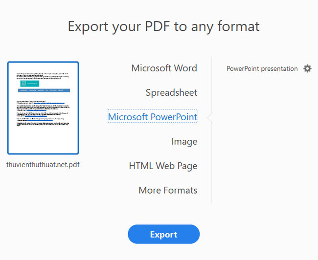 Chuyển file pdf sang powerpoint bằng Acrobat 