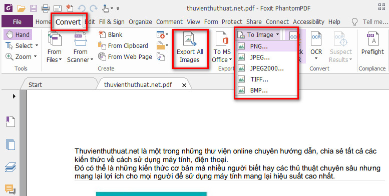 Cách đổi file pdf sang hình ảnh bằng PhantomPDF 