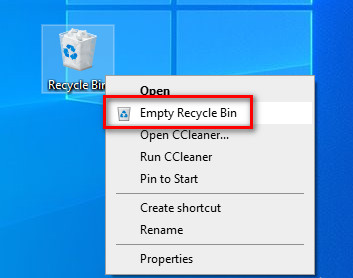 Cách xóa Recycle Bin win 10