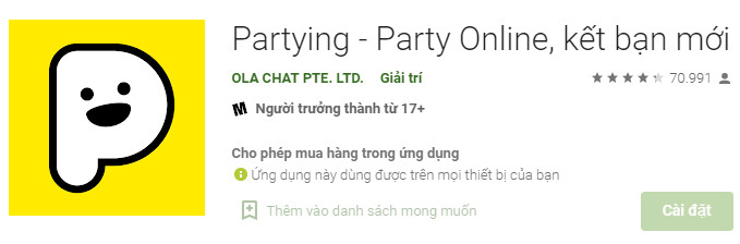 Ứng dụng hẹn hò Partying