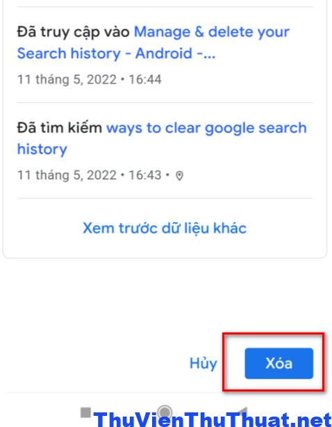 Cách xóa tìm kiếm trên Google 