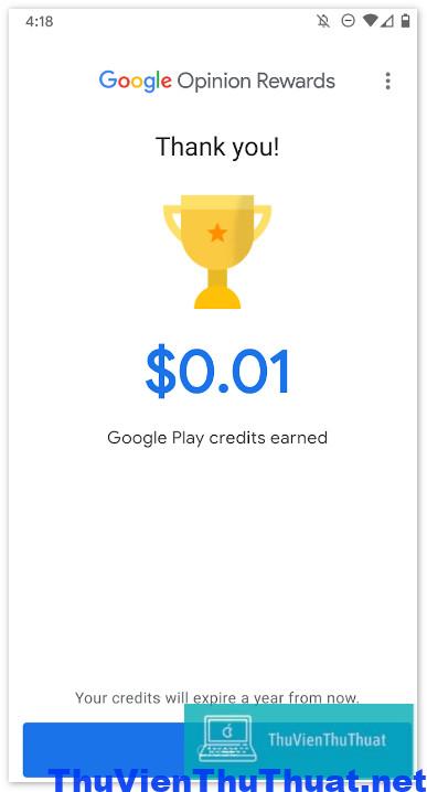 Ứng dụng kiếm tiền trên android Google Opinion Rewards 