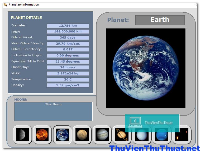 phần mềm quan sát hệ mặt trời 