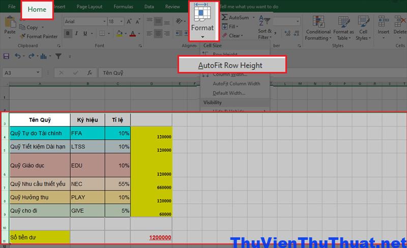 Cách Giãn Dòng Trong Excel Tự Động